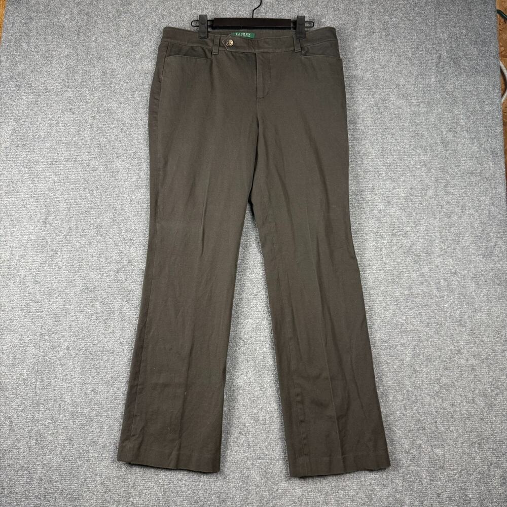 Lauren Ralph Lauren Adelle Women’s 10 Brown Chino Straight Wide Leg Pants